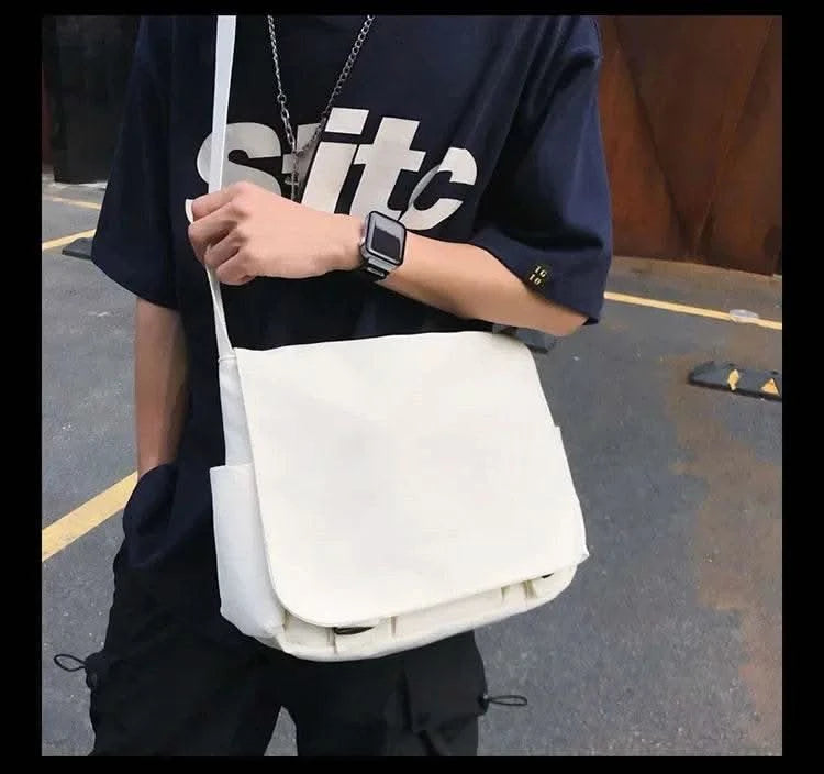 Collage Student School Bags Women&Men Unisex Crossbody Bags Multipockets Messenger Bag Simple Nylon Shoulder Bag - M & M Global