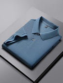 100% pure cotton boutique short sleeved high-end men's polo shirt summer high-quality solid color topsbusiness casual T-shirt