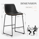 JHK Pu Leather Bar Stools Set of 2 Counter Height High Kitchen Dining Chairs Comfortable Sponge Cushion Island Modern Stool