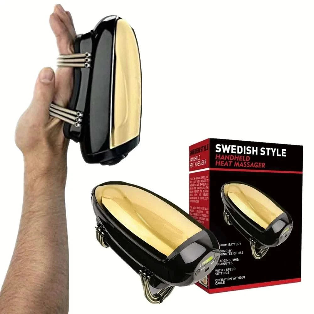 Cordless Metal Handheld Heat Massager Men's Barberology Massager USB Charge Vibration Professional Head Massage 2 Massage Nodes - M & M Global