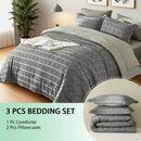 Queen Solid Color Comforter Set with Cut Flower Design – Lightweight, Breathable Microfiber Bedding for All Seasons, Machine Washable
