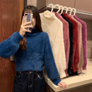 2025 Winter Imitate Mink Wool Hot Fleecing Female Turtleneck Elastic Casual Sweater Women Knitted Tops Pullovers Soft  Warm