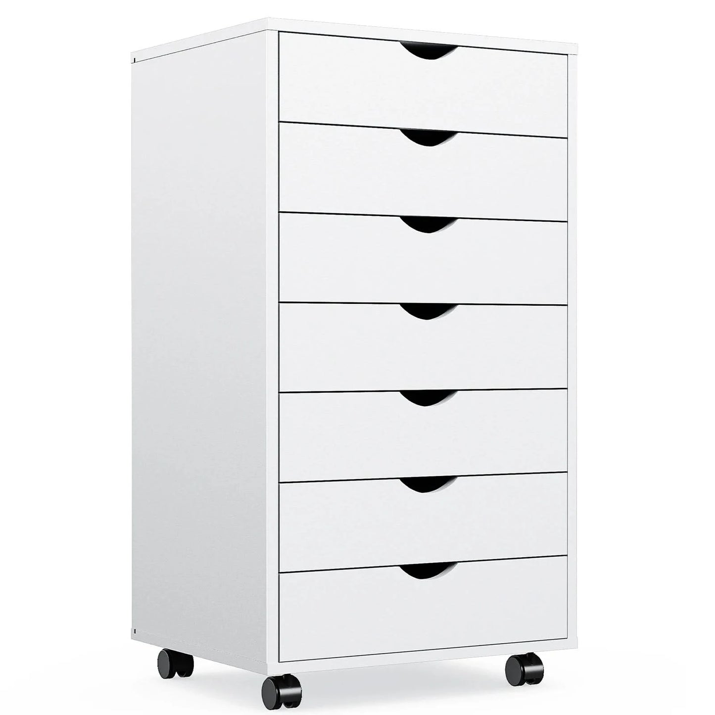 JHK 7 Drawer Chest Dressers Nightstand Storage Cabinet Wooden File Office Mobile Cabinet Wheels Living Room Organizer Rolling