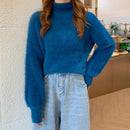 2025 Winter Imitate Mink Wool Hot Fleecing Female Turtleneck Elastic Casual Sweater Women Knitted Tops Pullovers Soft  Warm