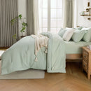 solid striped check Comforter set, soft microfiber, lightweight and breathable, easy to care for - bedding set for all seasons