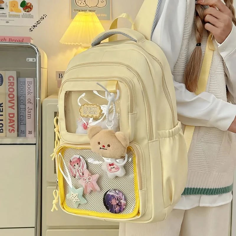 Japanese Style Kawaii Backpack Girls Transparent Ita Bag Women Large Capacity Backpack Fashion School Bag for College Student JK - M & M Global