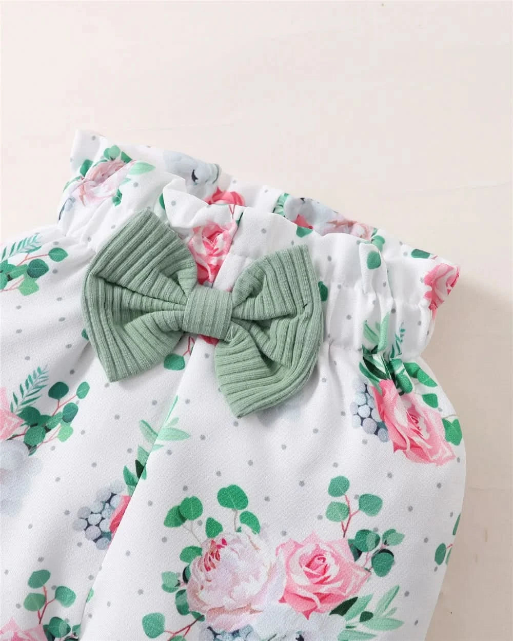 Newborn Baby Girl 3PCS Clothes Set Letters Short Sleeve Romper+Flowers Pant+Bowknot Headband Summer Lovely Outfit - M & M Global
