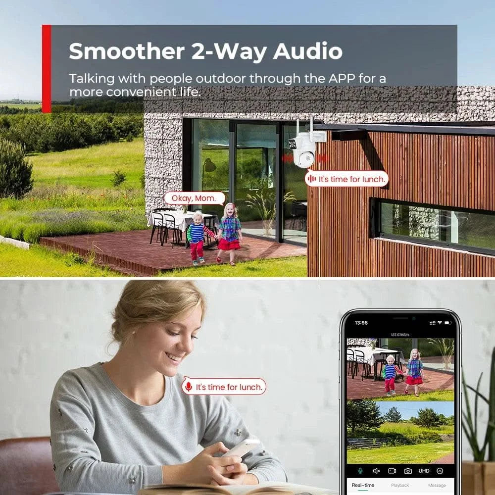 BESDER 6K 12MP Wifi Camera PTZ Dual Screen 8X Digital Zoom AI Auto Tracking Outdoor 8MP CCTV IP Camera Security Protection iCSee - M & M Global