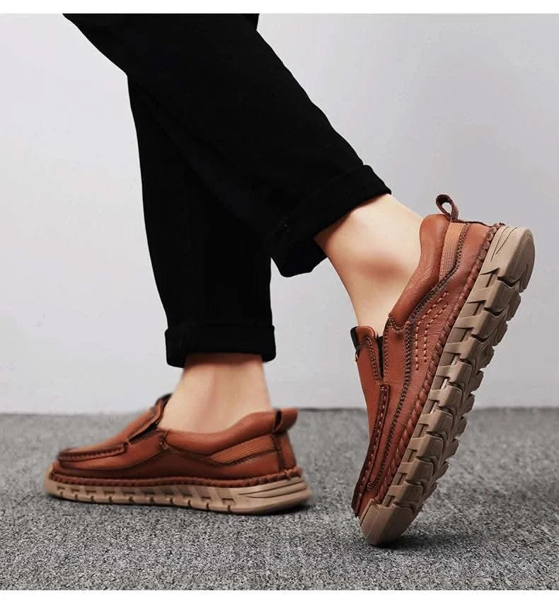 2024 Retro Loafer Genuine Split Leather Classic Shoes Sewing Comfortable Men Casual Slip-on Club Party Shoe Spring Summer - M & M Global
