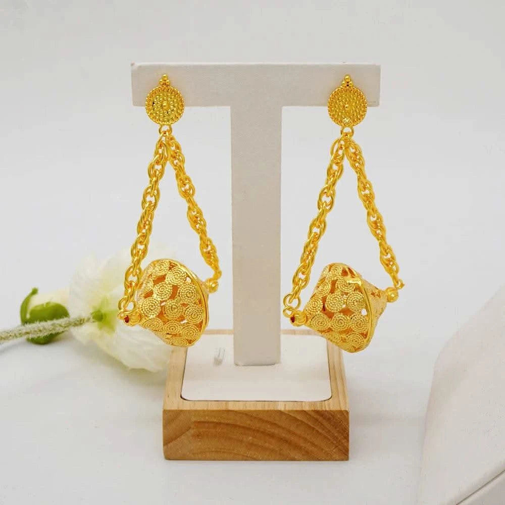 Dubai Jewelry Set Elegant Necklace Earrings Wedding Party Bridal Women's 2024 Gold Color Jewelry Set Luxury - M & M Global