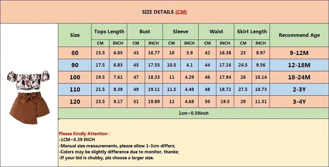 2PCS Toddlers Girl Summer Clothes Set Off Shoulder Leopard Print Top+Short Skirt with Bow Birthday Party Wear for Kids 1-4 Years - M & M Global
