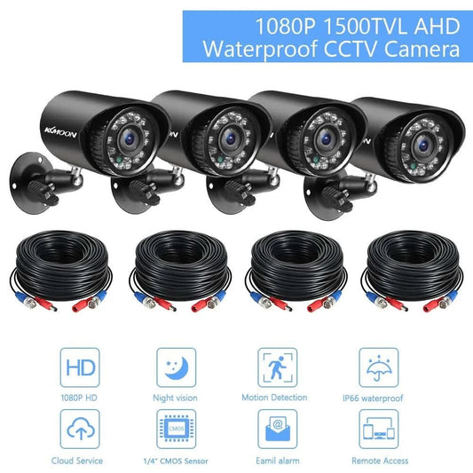 4pcs Full High Definition 1080P 2MP Security Analog Cameras Weatherproof CCTV Surveillance Camera Night Vision Motion Detection - M & M Global