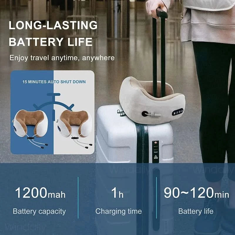 Electric Neck Massager With Heat Vibration 3D Kneading Shiatsu Massage U Shaped Pillow For Shoulder Cervical Pain Relief Fatigue - M & M Global