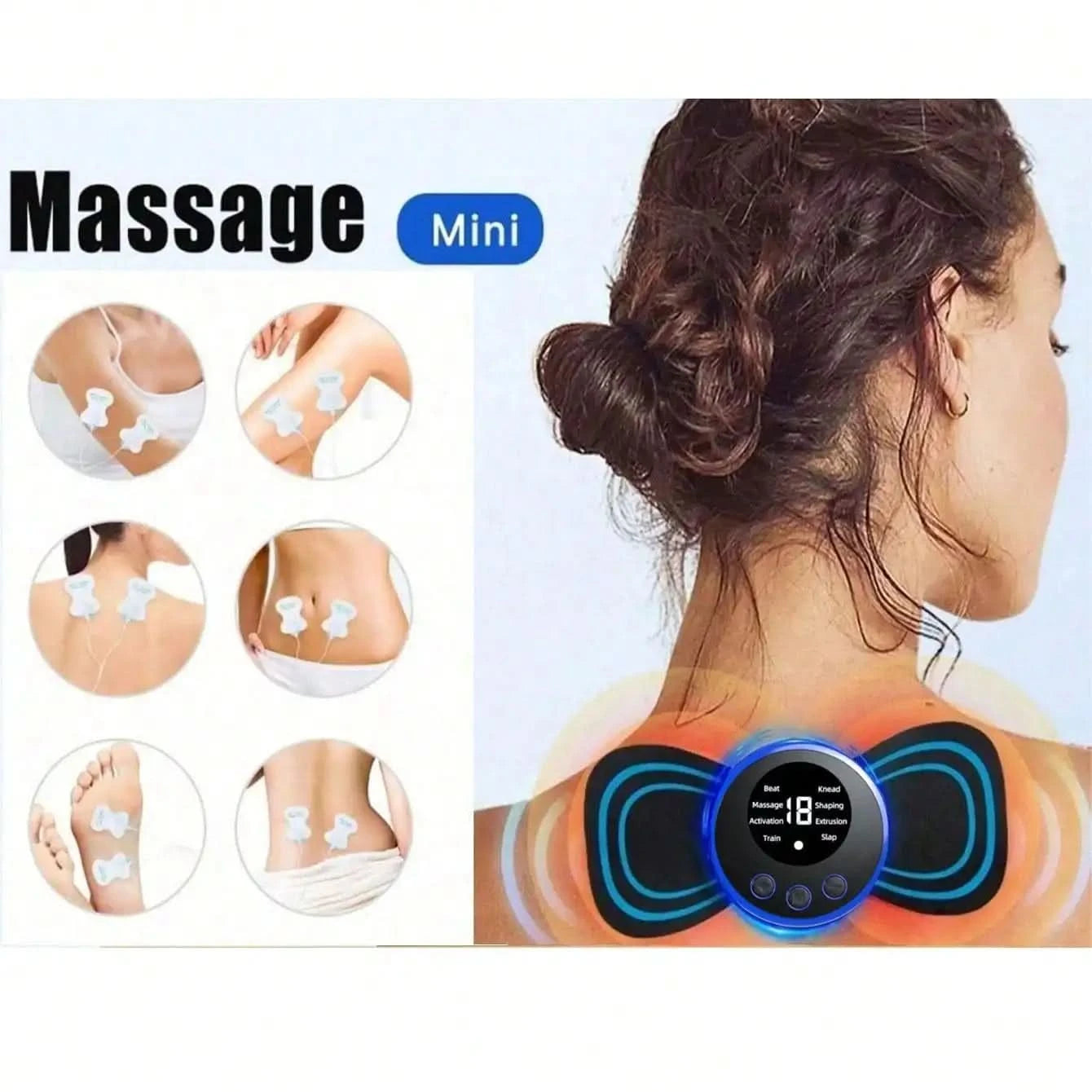 Neck Massager LCD Display EMS Electric Cervical Massage Patch Low-Frequency Pulse Muscle Stimulation Pad For Relaxation - M & M Global