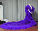 luxury Fully  long dress with ruffles cape tulle cloak Wedding attire Fashion Stage cloak custom  party prom dress - M & M Global