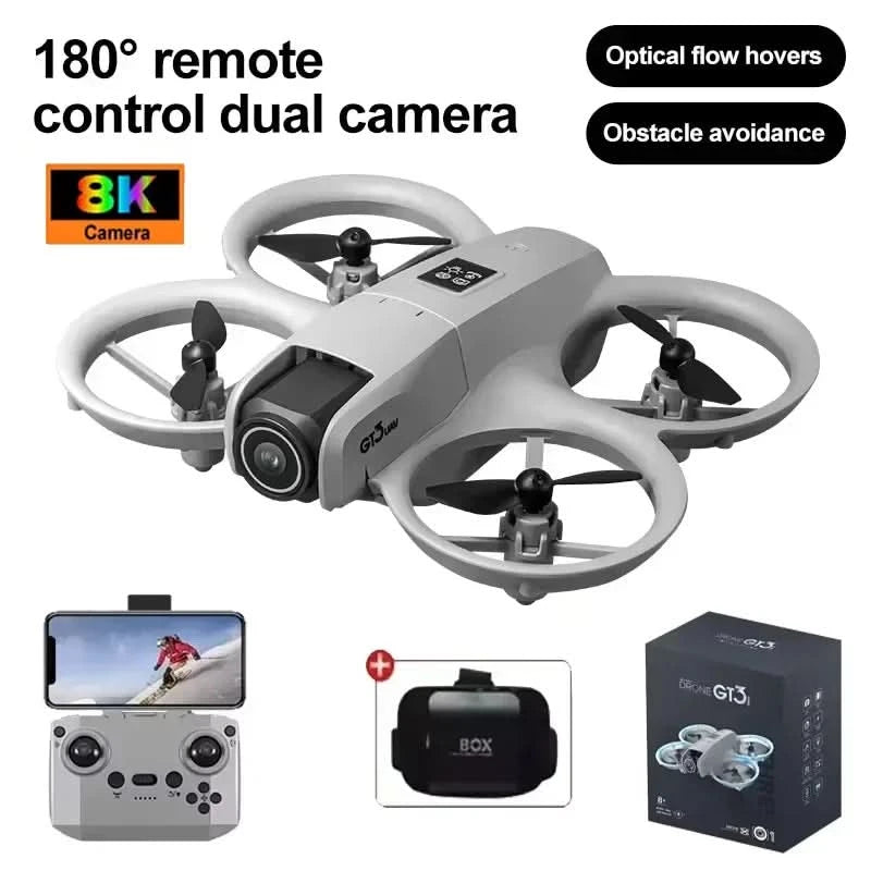 NEW Drones GT3 GPS 8K Professional HD 180° Dual Cameras 5G WIFI Brushless Motors Obstacle Avoidance FPV Foldable Quadcopter Toys - M & M Global