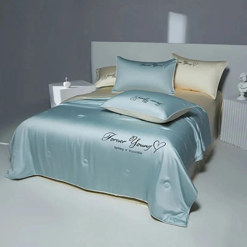 Luxurious 2-sided skin friendly fabric silky smooth touch high-quality coolness thin summer quilt Comfortable soft breathable - M & M Global