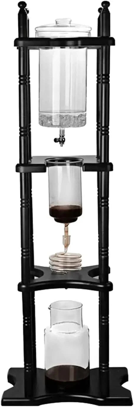 Cold Brew Maker Tower Iced Coffee Maker 2500ml Vertical Japanese Style Glass Container and Wood Stand 25 Cups With Slow Drip Tec - M & M Global