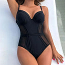 Summer Women Bikini Set Backless Tie Belt Hollow Sling One-Piece Swimwear Slim Fit Sleeveless Padded Bathing Suit For Party - M & M Global