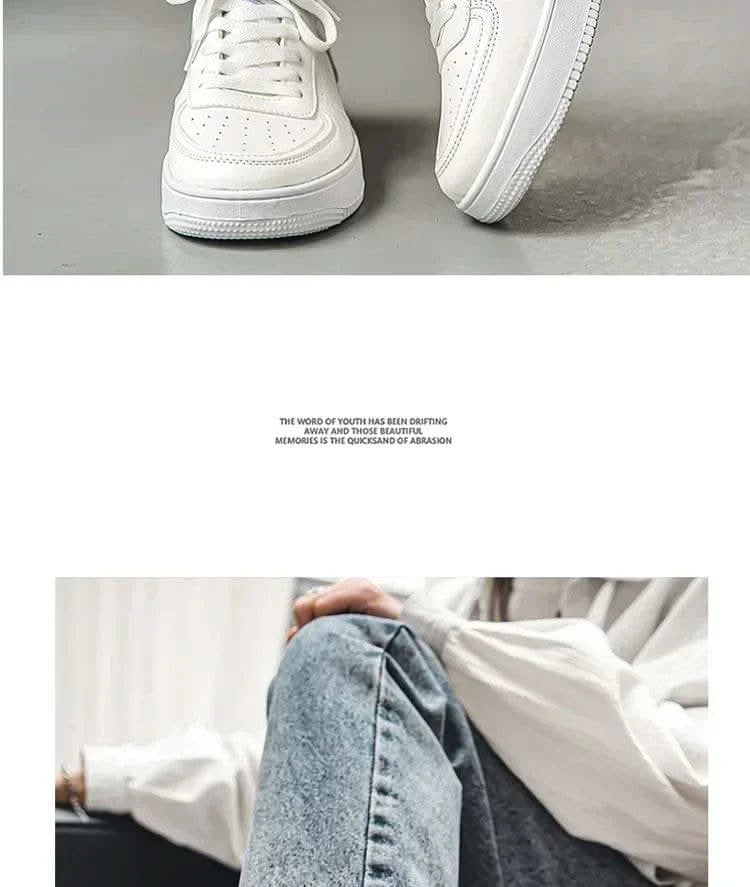 Casual Men's Sneakers Autumn 2025 New Style Winter Pure White Fiberglass Synthetic Lining Rubber Sole Unisex Leisure Shoes - M & M Global