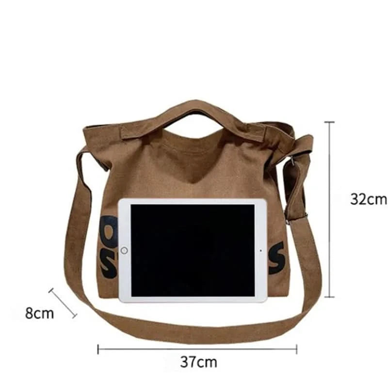 Vintage Canvas Messenger Bag, Retro Large Capacity Shoulder Bag, Women's Casual Handbag & Tote Hobo Purse - M & M Global
