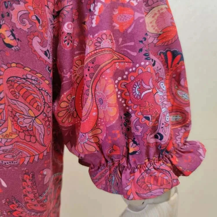 TEELYNN boho long dress Vintage 2023 floral print Chiffon three quarter sleeve v-neck summer Gypsy Hippie women dresses vestidos - M & M Global