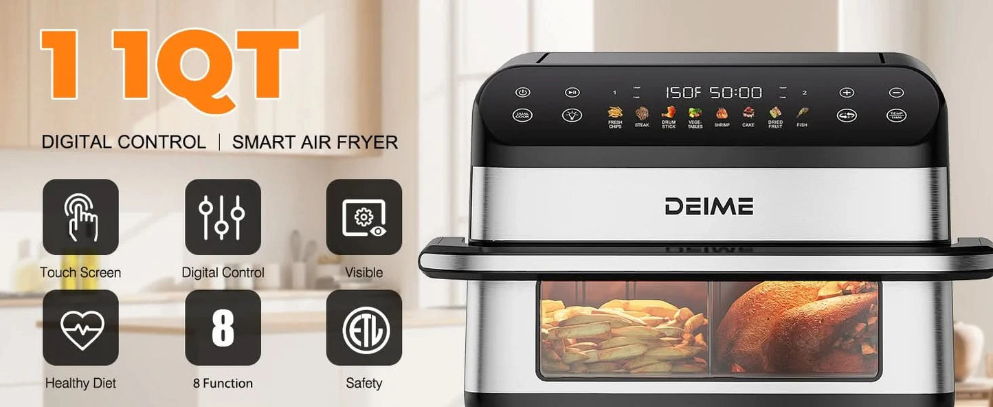 Air Fryer 10.6 QT Oilless 1800W Large Capacity Oven Air Fryers Healthy Cooker with 8 Preset, Large AirFryer for Families Visual - M & M Global