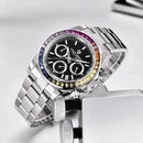 2023 PAGANI DESIGN New Rainbow Bezel Sport Watch Men Quartz Stainless Steel 100MWaterproof Mens Watch VK63 Sapphire Chronograph - M & M Global
