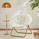 JHK Cozy Saucer Chairs Faux Fur For Living Room Folding Thick Padded Seat Metal Frame X-Large Reading Lounge Furniture