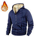 Men's Lambswool Zipper Hoodies Jackets Winter Outdoor Fleece Lining Warm Windproof Hooded Sweatshirts Men Casual Jackets Coats