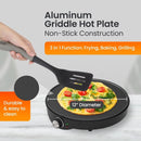 Electric Crepe Maker, Nonstick Multi-Function Tortilla Machine, Ideal for Crepes, Pancakes & Roti, Wooden Spatula & Batter Sprea - M & M Global