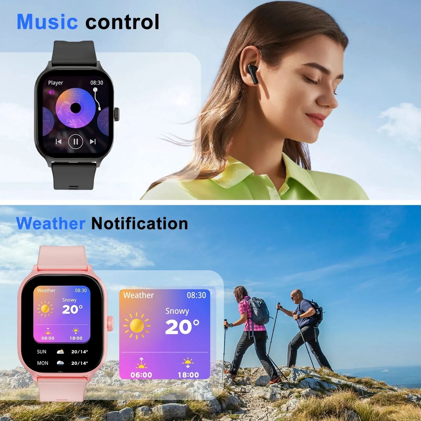 Smartwatch, Multi-Sport Mode for Men and Women, Sports Tracking, Compatible with IPhone/Andriod