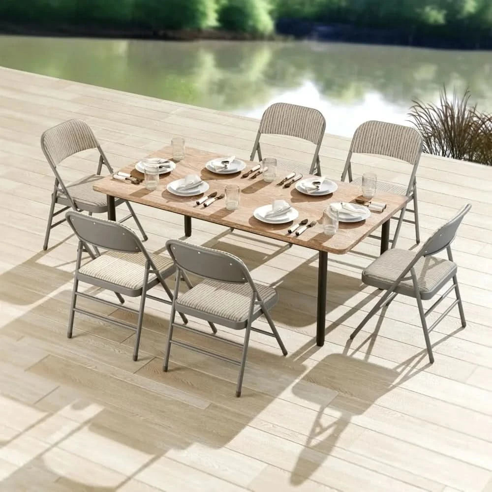 6 Pack Folding Chairs, Fabric Dining Chair Set with Padded Cushion, Indoor Outdoor Folding Chairs Seat for Home Office Events