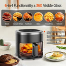 6-IN-1 Glass Air Fryer with 4.5 QT Capacity,Air Fry, Roast, Reheat, Dehydrate, Air Crisp Technology,Nonstick & Dishwasher Safe B - M & M Global