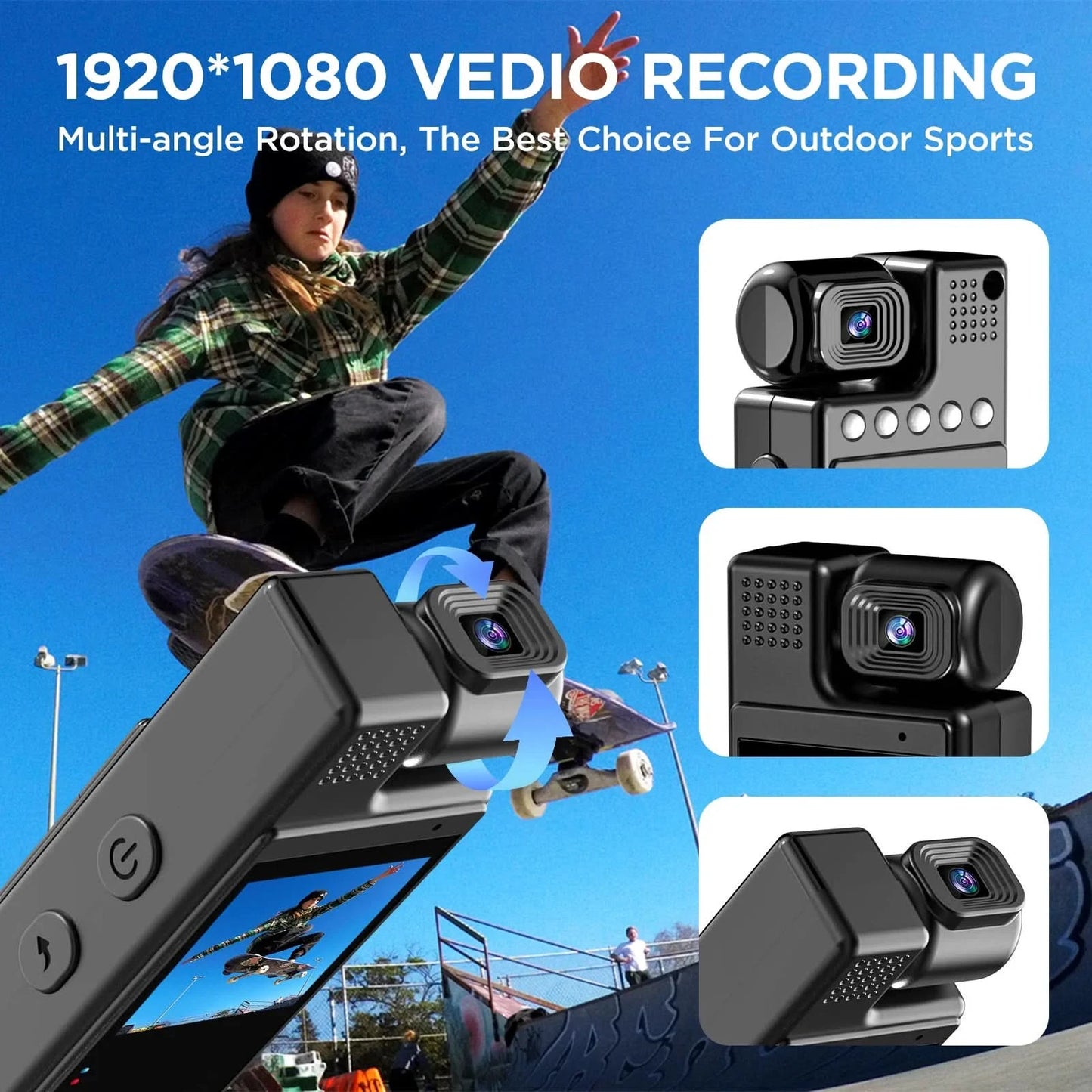 Body Camera with Audio Recording, Portable Wearable Small Body Worn Cam, FHD Video Recorder,1.3" LCD Screen Police Cams for Home - M & M Global