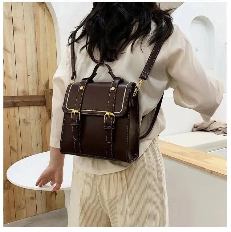 Vintage women messenger bags pu leather female shoulder bag small ladies Totes 2024 new Multifunction schoolbag bagpack handbag - M & M Global