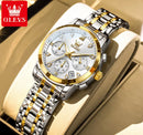 OLEVS Women's Watches 2858L Trend Fashion Original Quartz Watch for Lady Waterproof Luminous Date Stainless Steel Chronograph