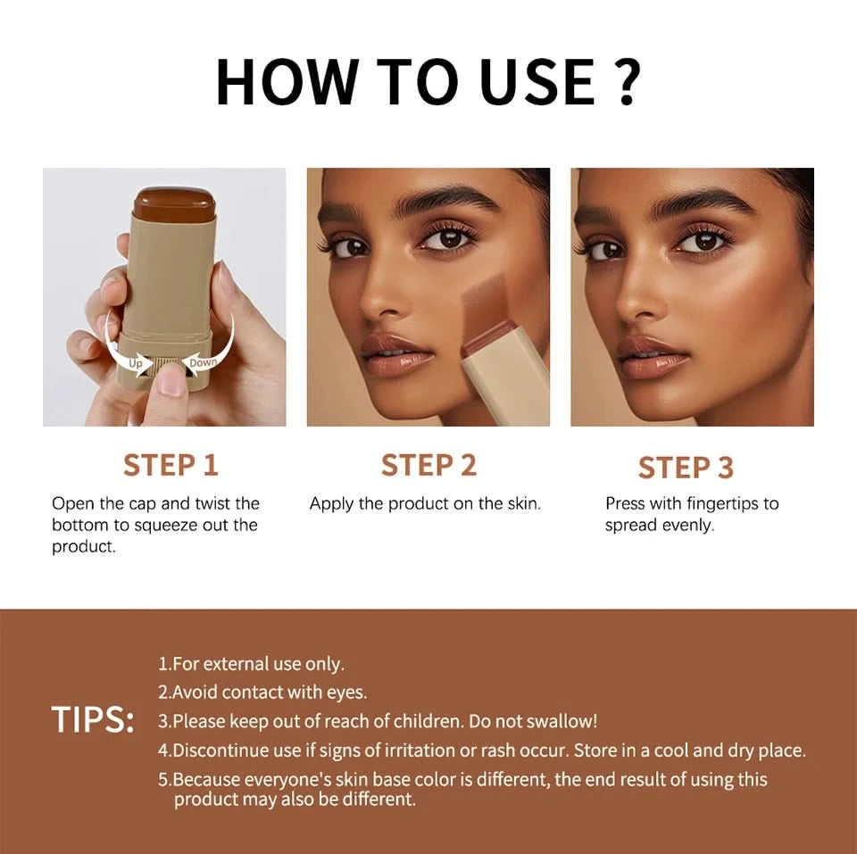 Stick Foundation Balm Serum Boosted Skin Tint Foundation Stick Smooth Plumper Hight Coverage Travel Bronze Foundation Stick Make - M & M Global