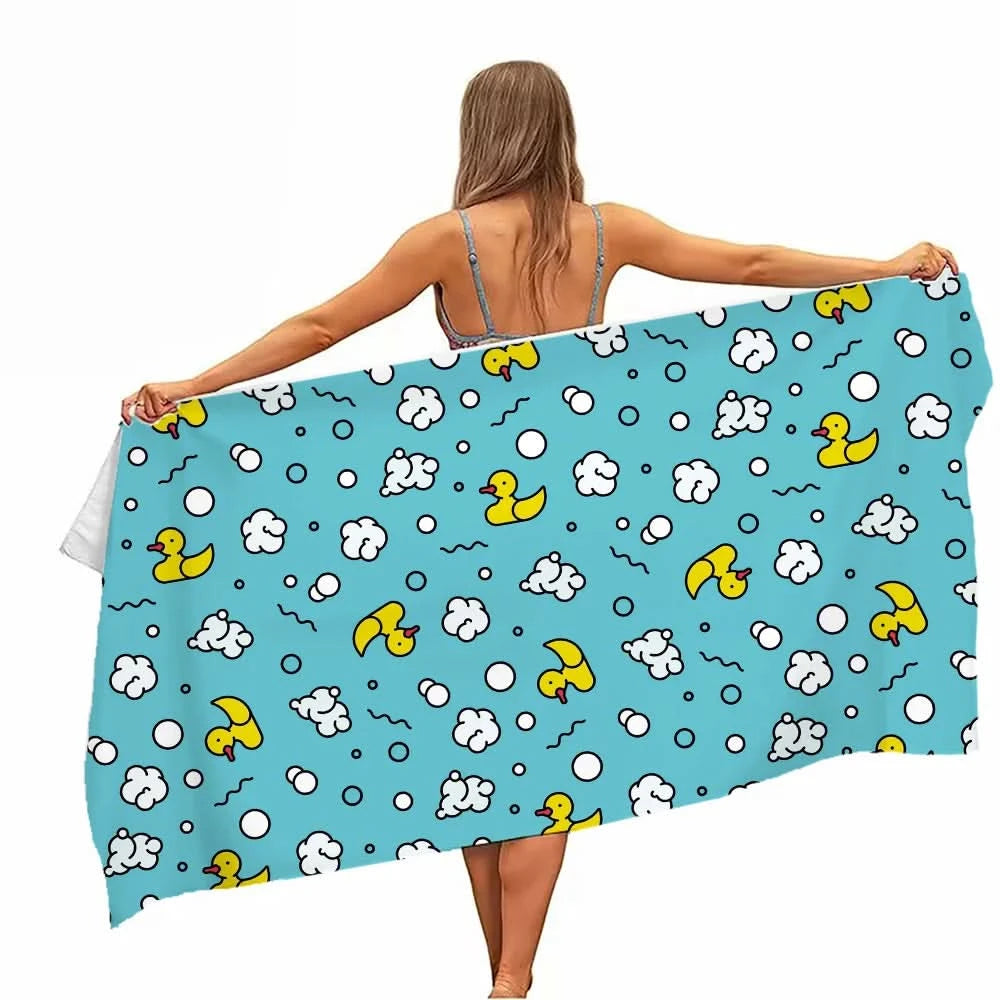 Extra Large Quick-drying Microfiber Beach Towel with Chic Duck Design - Super Absorbent, Lightweight and Stylish - M & M Global