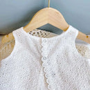 2PCS Kids Sets Summer Girl Clothes Children Hollow Lace Sleeveless Tops Shorts Set Fashion Baby Girl Cardigan Fake Two Suit - M & M Global