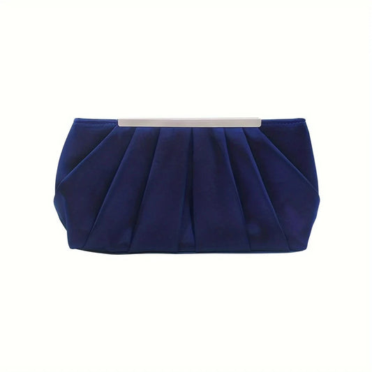 European and American pleated silk polyester dinner bag, simple and generous ladies hand bag, large capacity ladies bag - M & M Global
