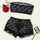 Strapless Bra Set Women Intimates Sheer Gauze Ruffles Lingerie Set Sexy Underwear Fancy Temptation Erotic Lingerie Bikini - M & M Global