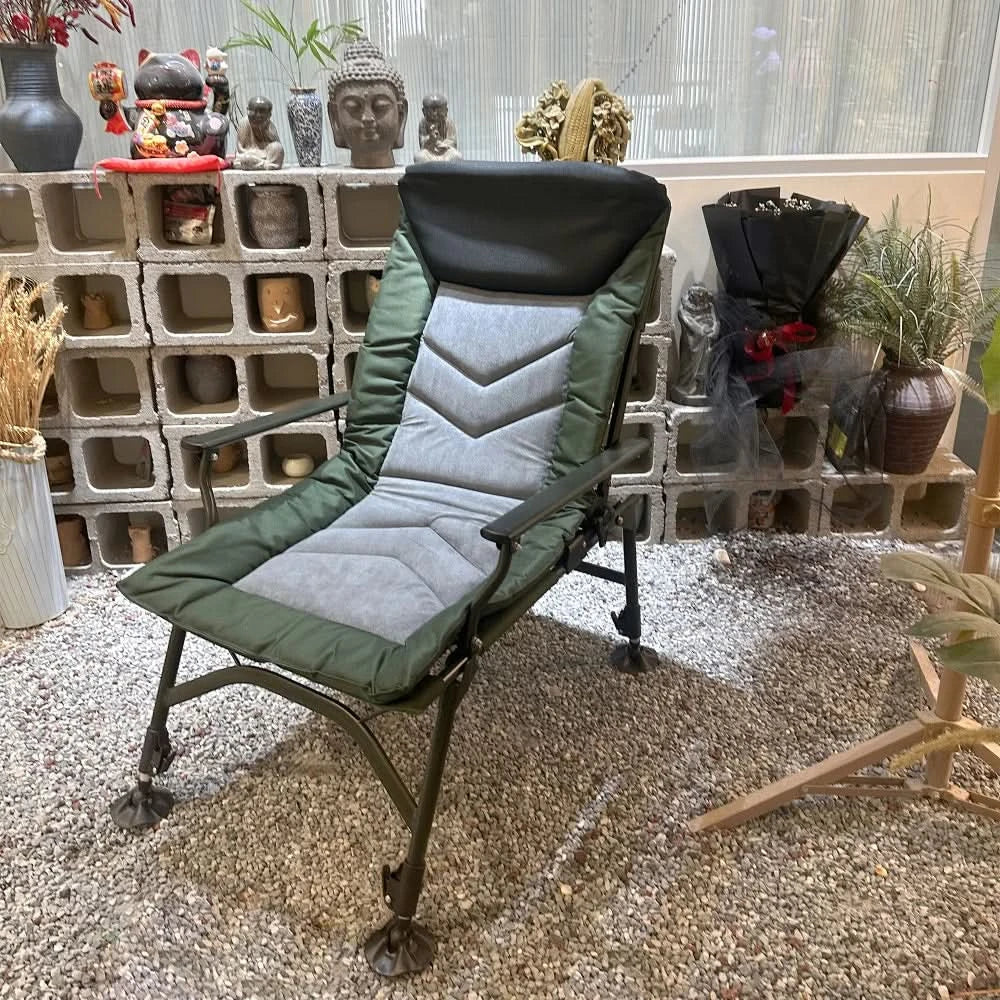 Camping Lounge Chair Portable Folding Reclining with Adjustable Backrest 330lbs Capacity for Indoor Outdoor Beach Hiking