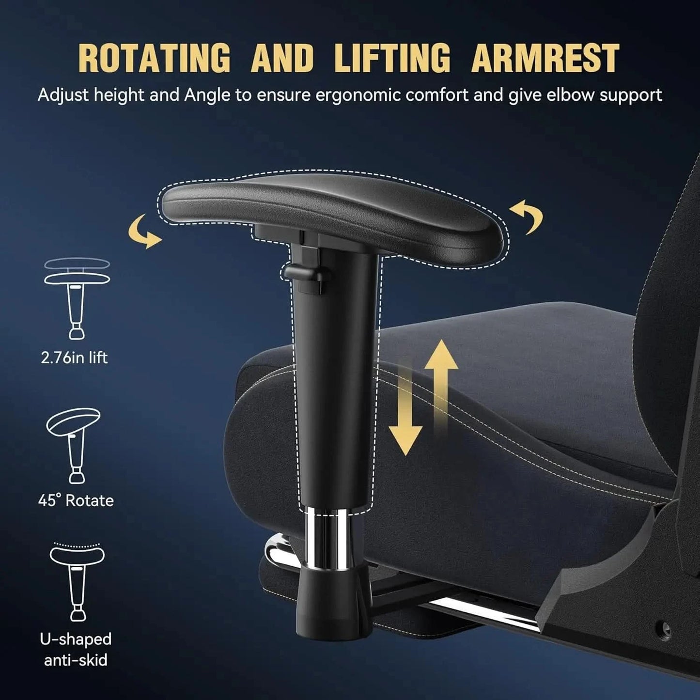 Dowinx Gaming Chair with Massage Lumbar Support, Suede Fabric Ergonomic Computer Chair with Footrest for Adults