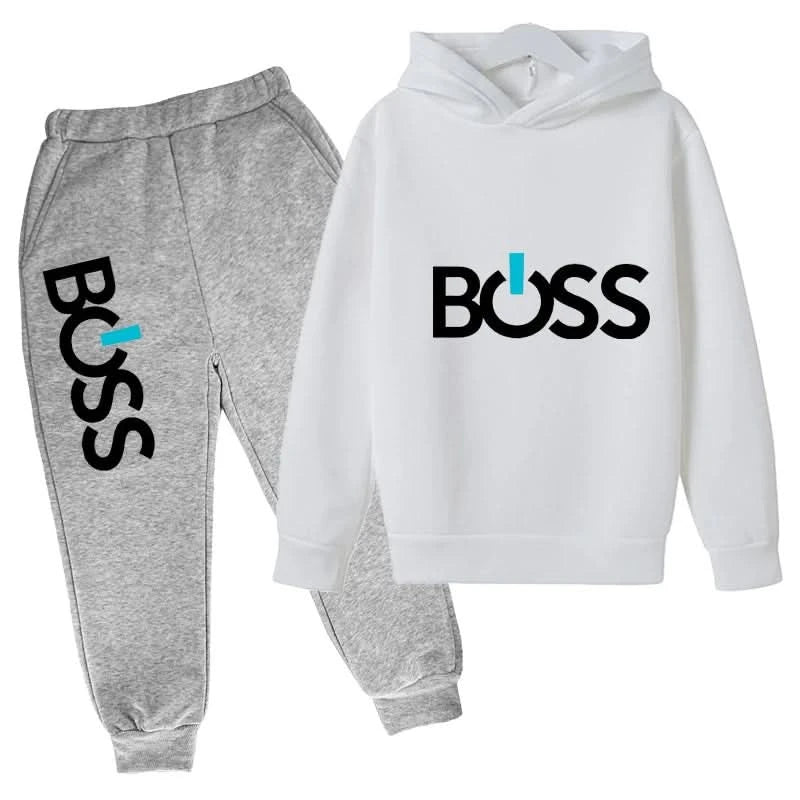 Spring Autumn Boys Girls Casual Fashion Print Pullover Long Sleeve Hoodie Tops+Pants Tracksuit 4-14 Years Children's Clothes - M & M Global
