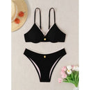 Sexy Bikini Set Women's 2 Piece Swimsuit Vintage Lace Edge Bikini Push Up Swimwear 2025 New Chic Simple Beachwear Bathing Suit - M & M Global