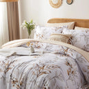 7Pcs solid color botanical pattern quilt set, microfiber soft and durable bedding set bedroom decoration gift
