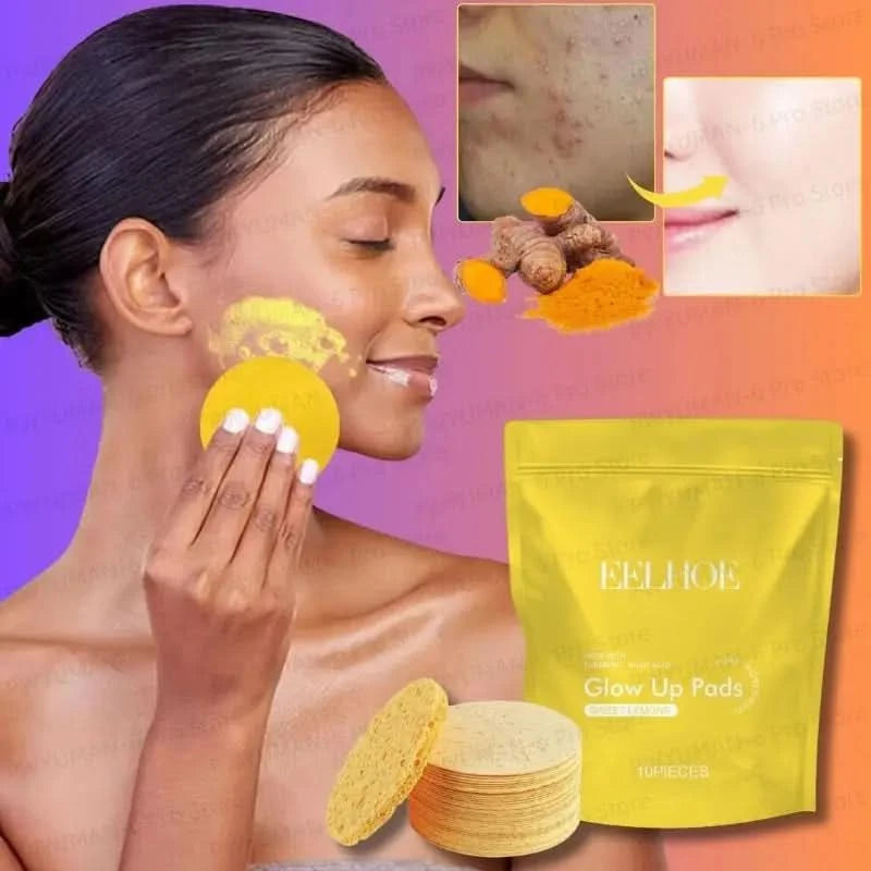 Turmeric Kojic Acid Cleansing Pads Exfoliating Pads Facial Sponges Removes Dirt Cleansing Exfoliating Daily Cleansing Skin Care - M & M Global