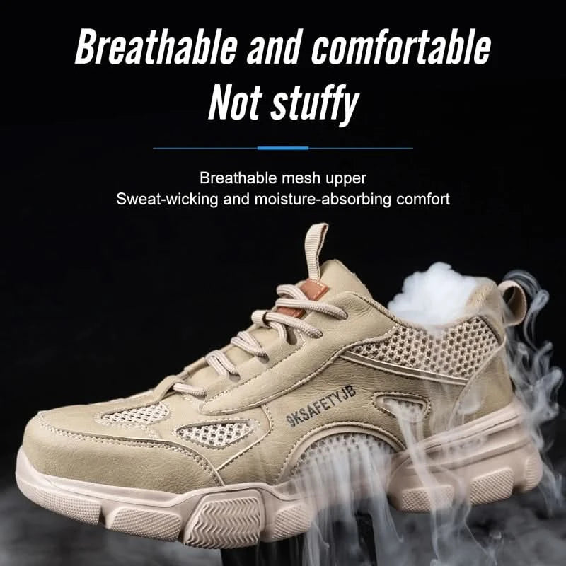 Men Work Sneakers Protective Shoes Safety Industrial Puncture-Proof Anti-smash Steel Toe Shoes Breathable Construction Work Shoe
