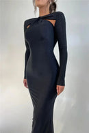 Mozision Hollow Out Sparkle Long Sleeve Maxi Dress For Women Glitter Vestidos Robe New Bodycon Shiny Night Club Party Long Dress - M & M Global